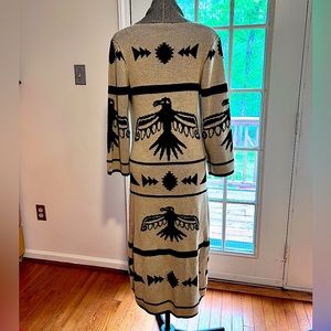 Native American motive long cardigan